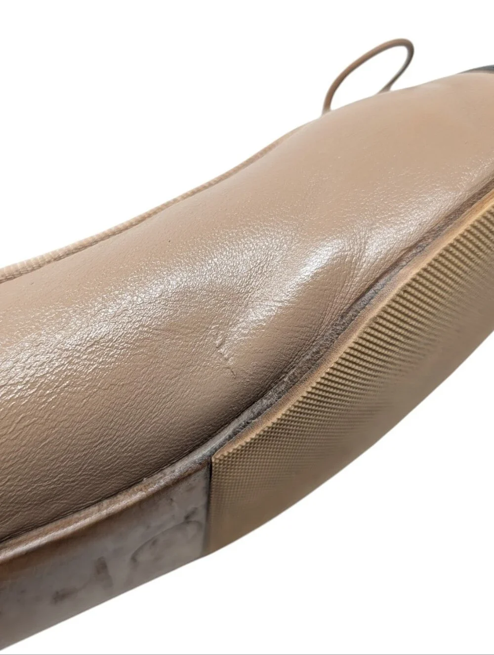 Chanel Nude Beige Leather Cap Toe Interlocking CC Ballet Flats Size EU 40
